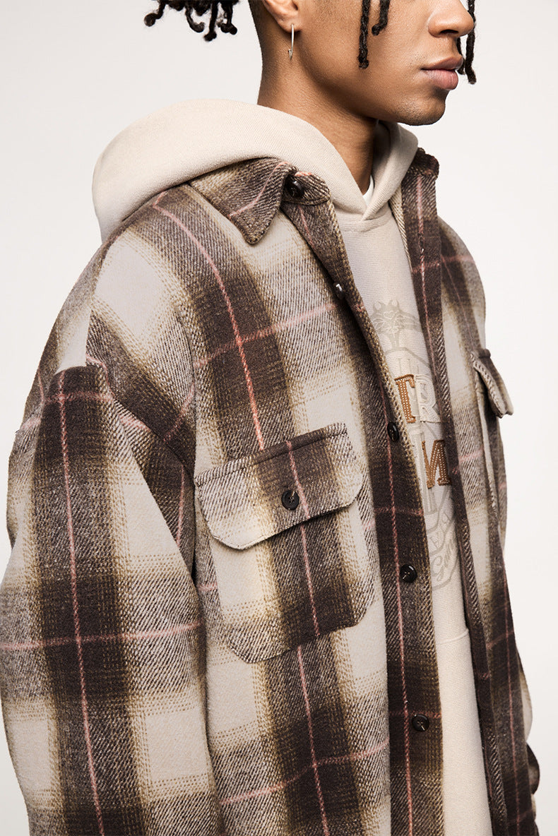 VEXIO — Retro Plaid Suede-Feel Overshirt Jacket for Men