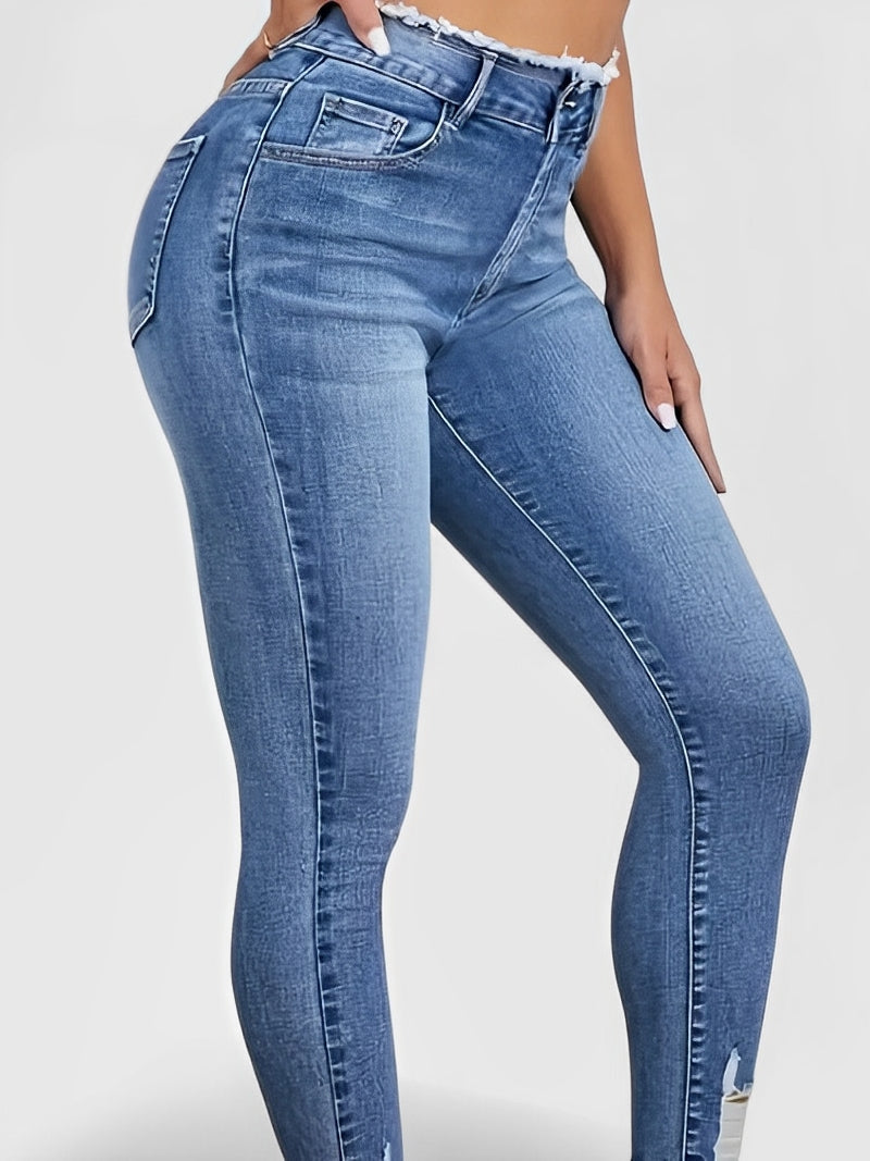 DRADEN — Women's High-Rise Wide-Leg Denim Jeans with Sharp Detail