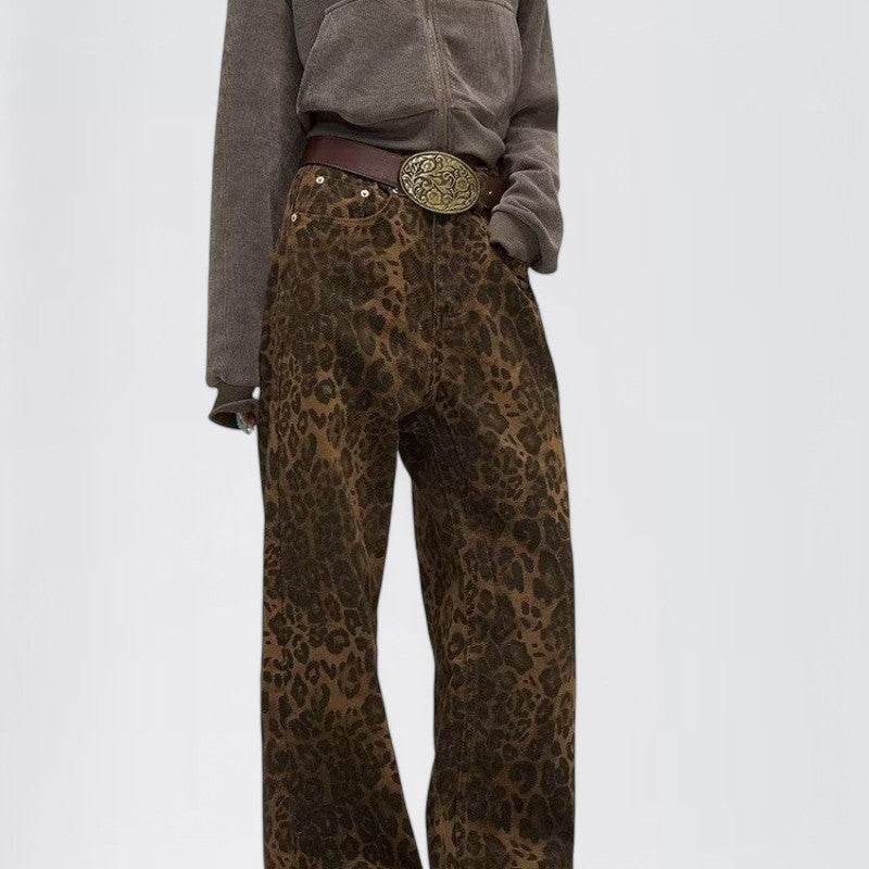 KAIOS — Women's Leopard Wide-Leg Jeans in Vintage Fit