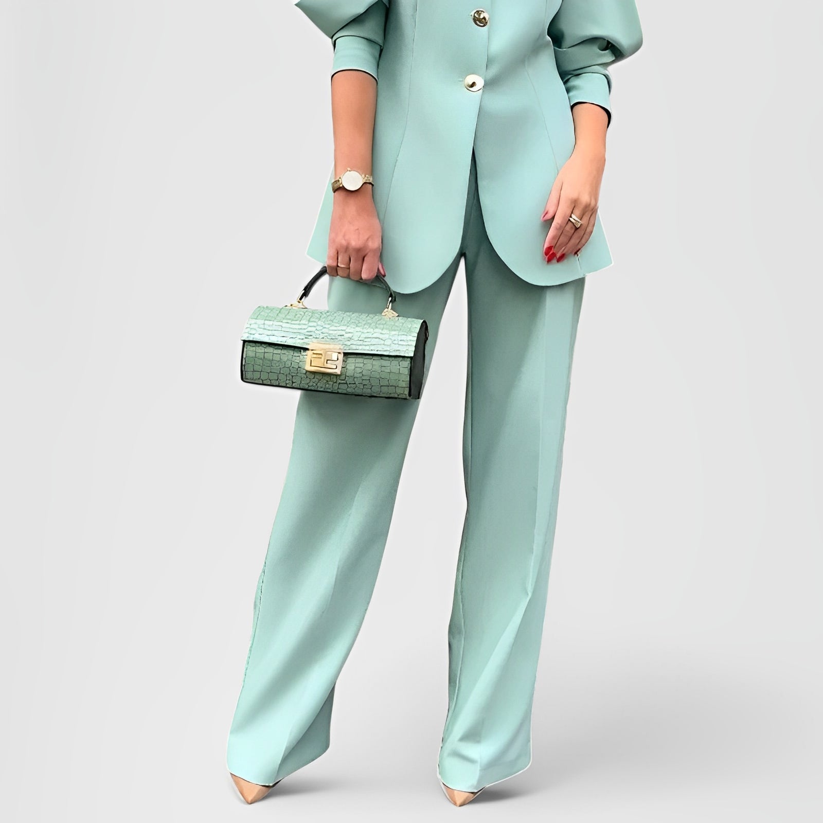 AERVEN — Women's Lantern-Sleeve Blazer and Wide-Leg Set