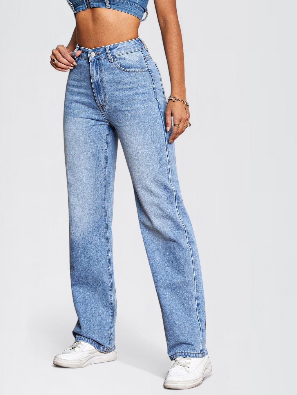 NOVOR — Women's High-Rise Wide-Leg Light Denim Jeans