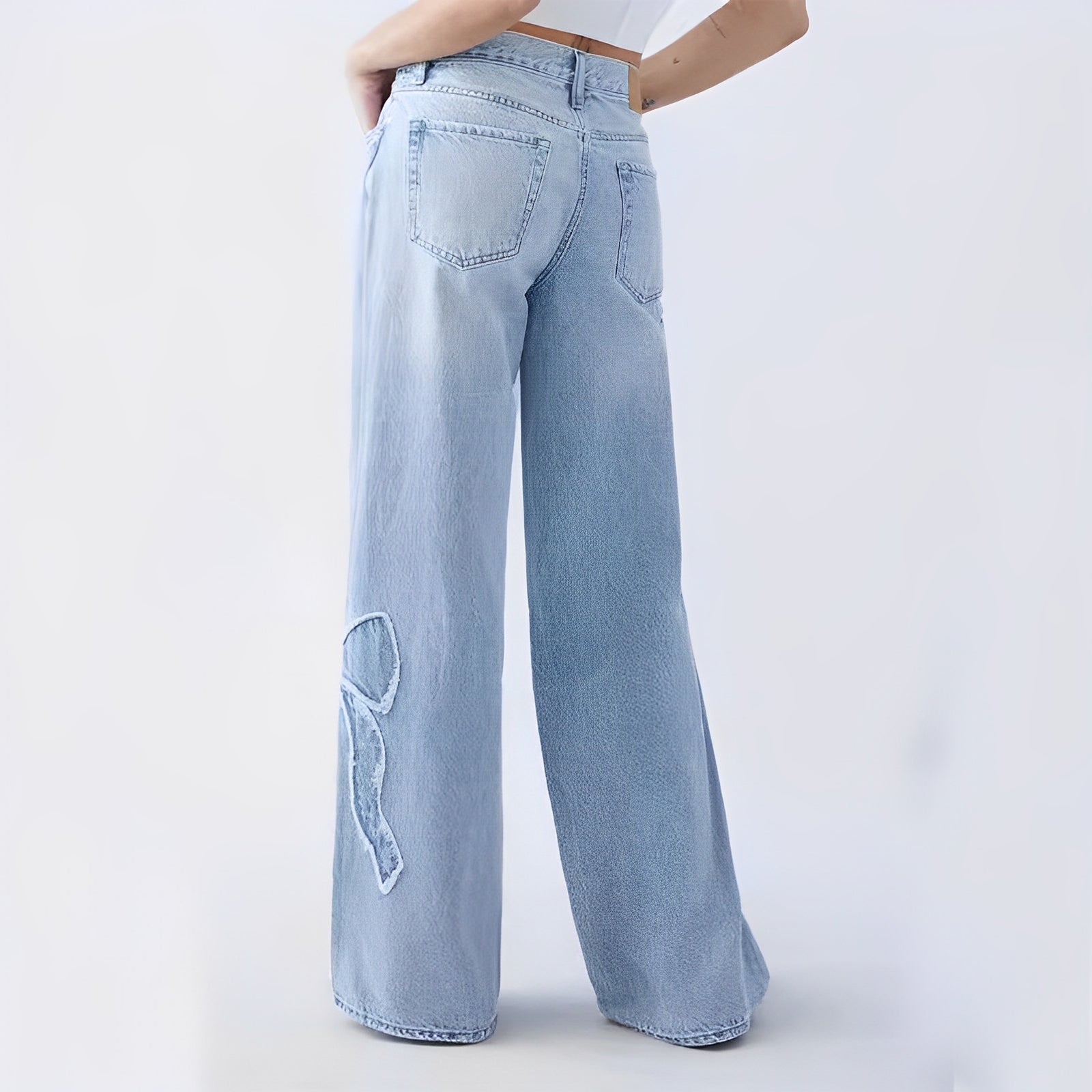 COREON — Women's Embroidered Butterfly Baggy Jeans with Street Edge