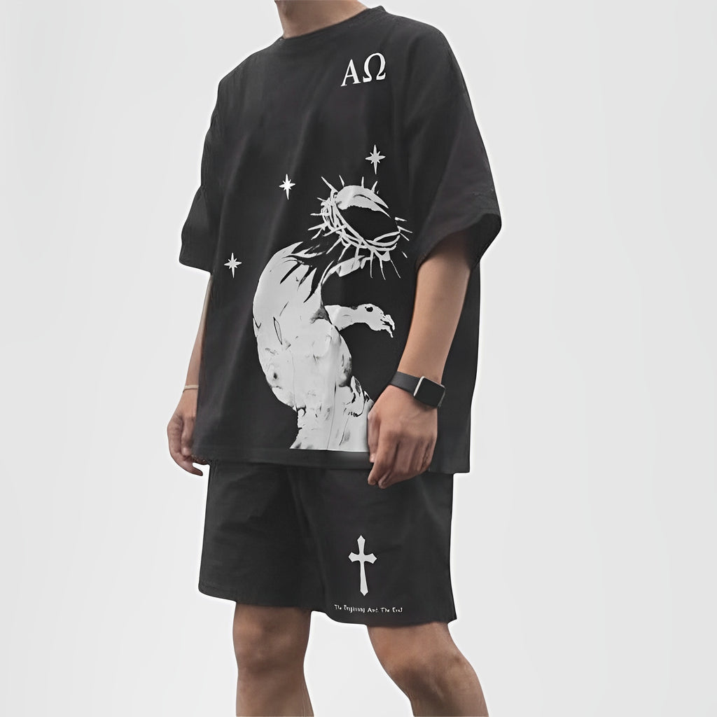 IONA — Men's Printed Streetwear T-Shirt and Shorts Set