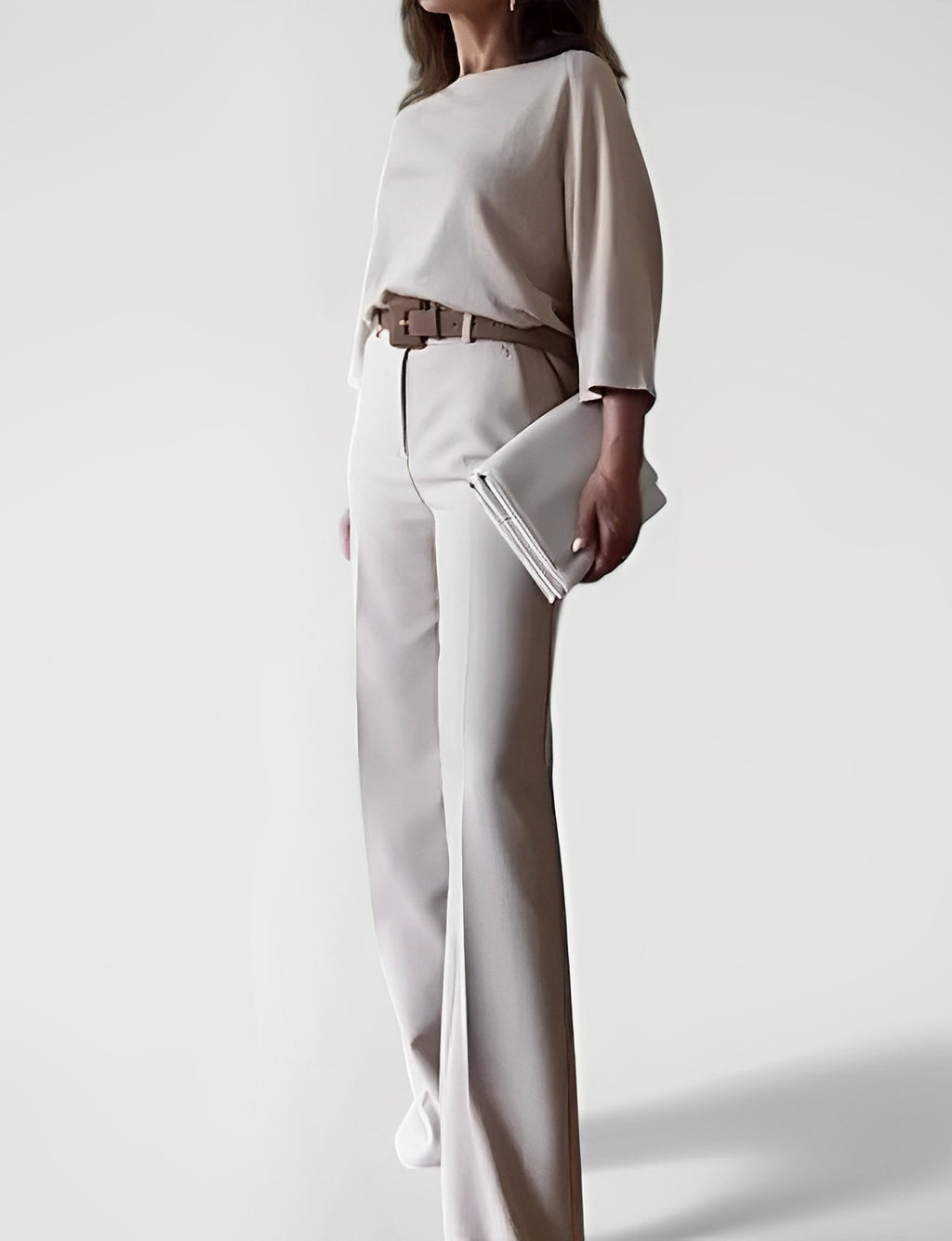 CENEN — Women's Batwing Top and Wide-Leg Pant Set with Sharp Detail