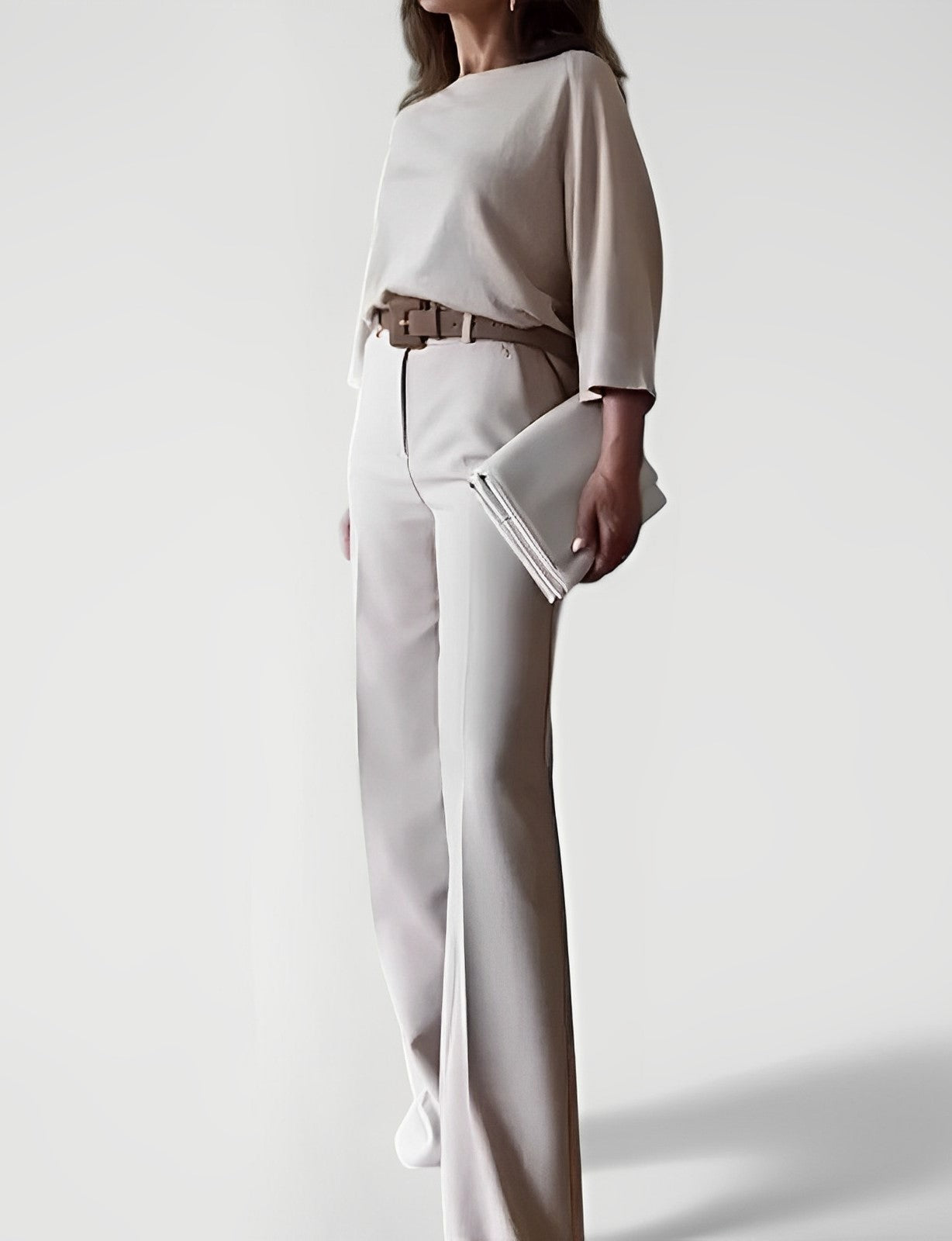 CENEN — Women's Batwing Top and Wide-Leg Pant Set with Sharp Detail