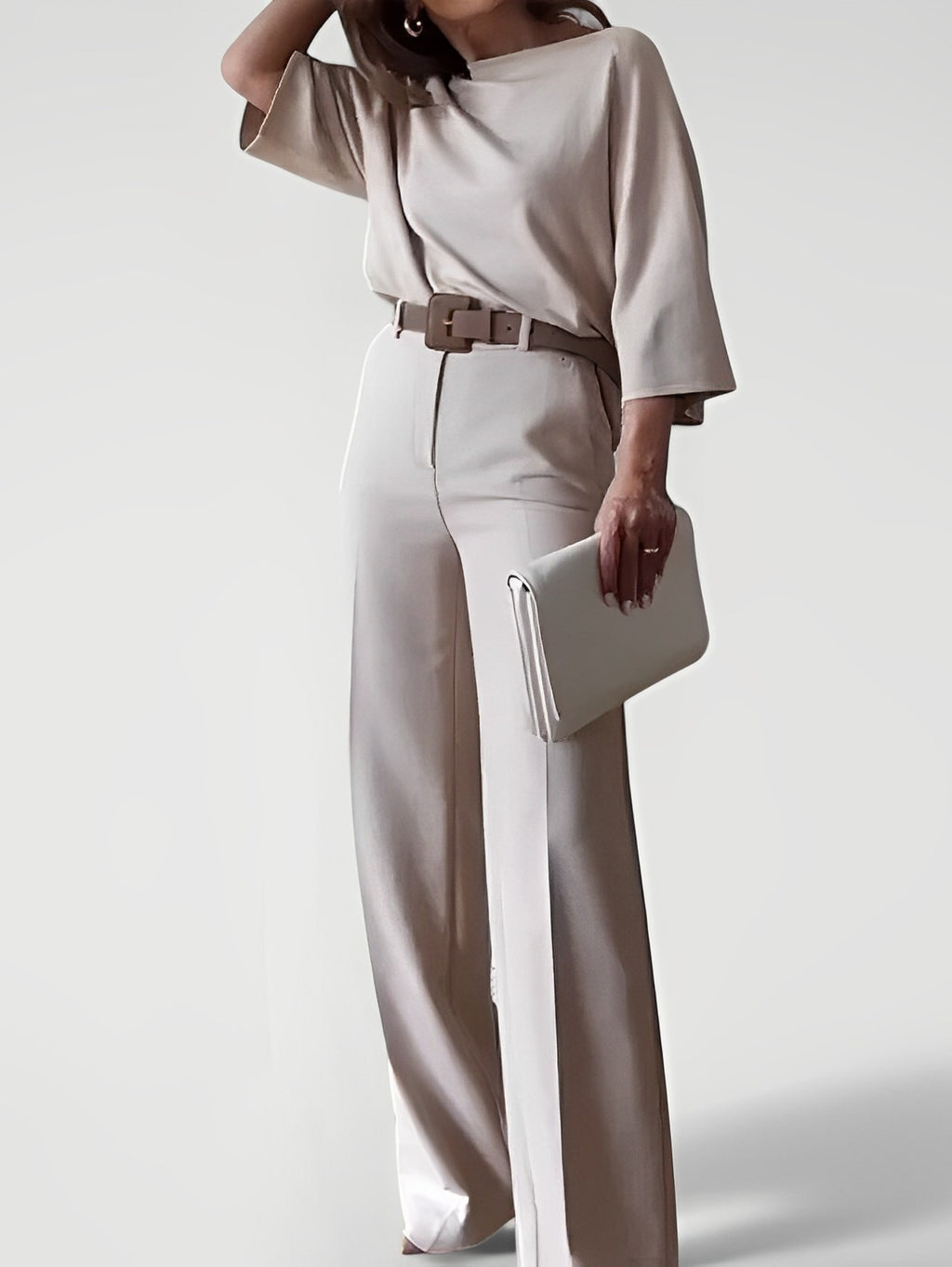 CENEN — Women's Batwing Top and Wide-Leg Pant Set with Sharp Detail