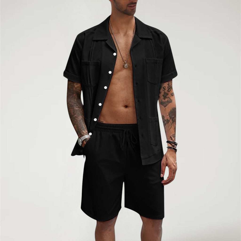 KYRORA — Men's Striped Shirt and Shorts Resort Set