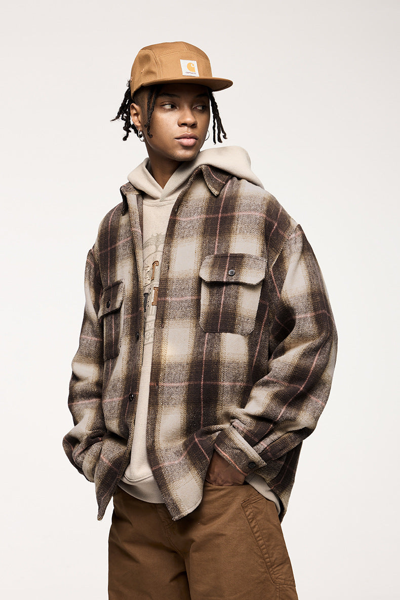 VEXIO — Retro Plaid Suede-Feel Overshirt Jacket for Men