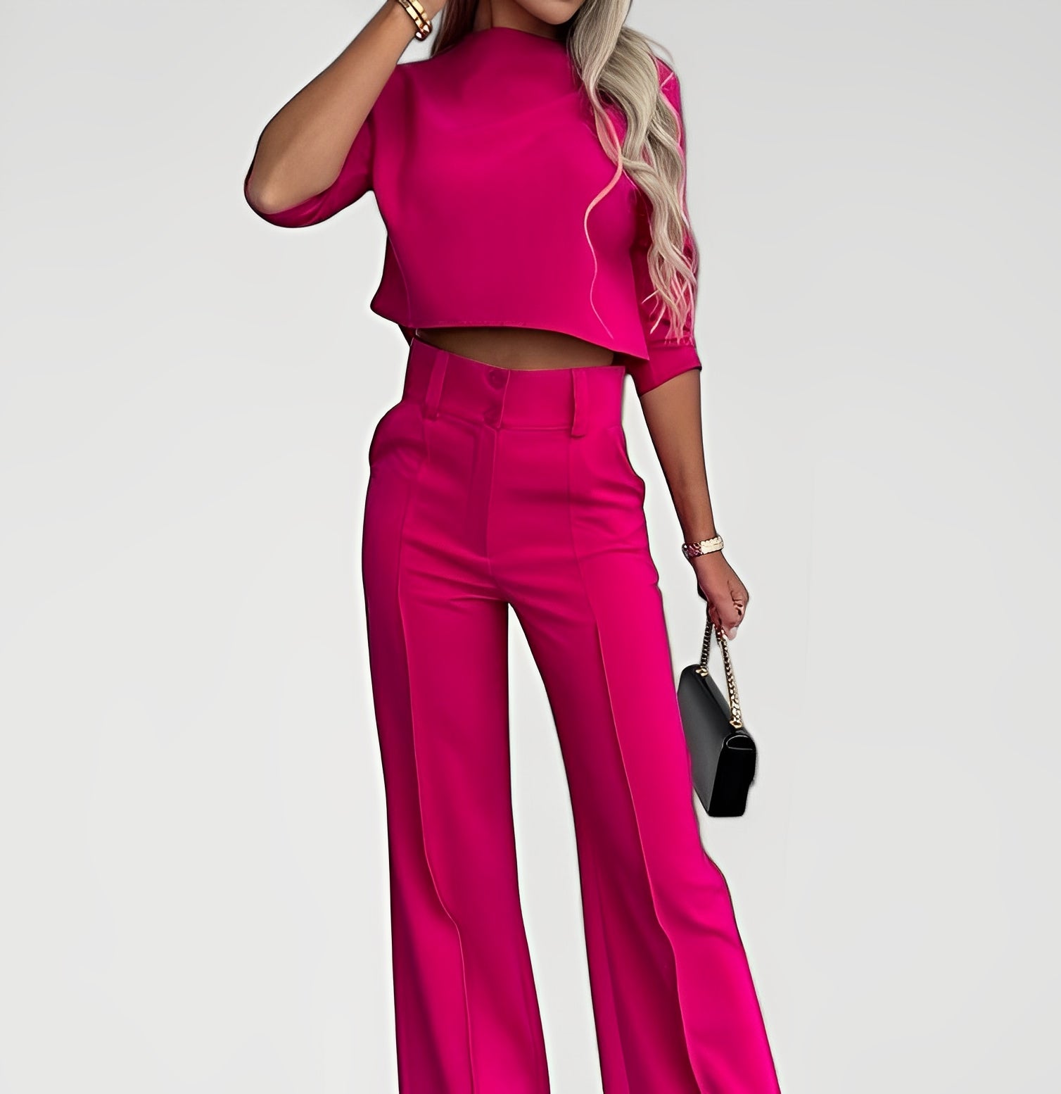 VANOR — Women's Crop Top and Wide-Leg Pants Set with Sharp Detail