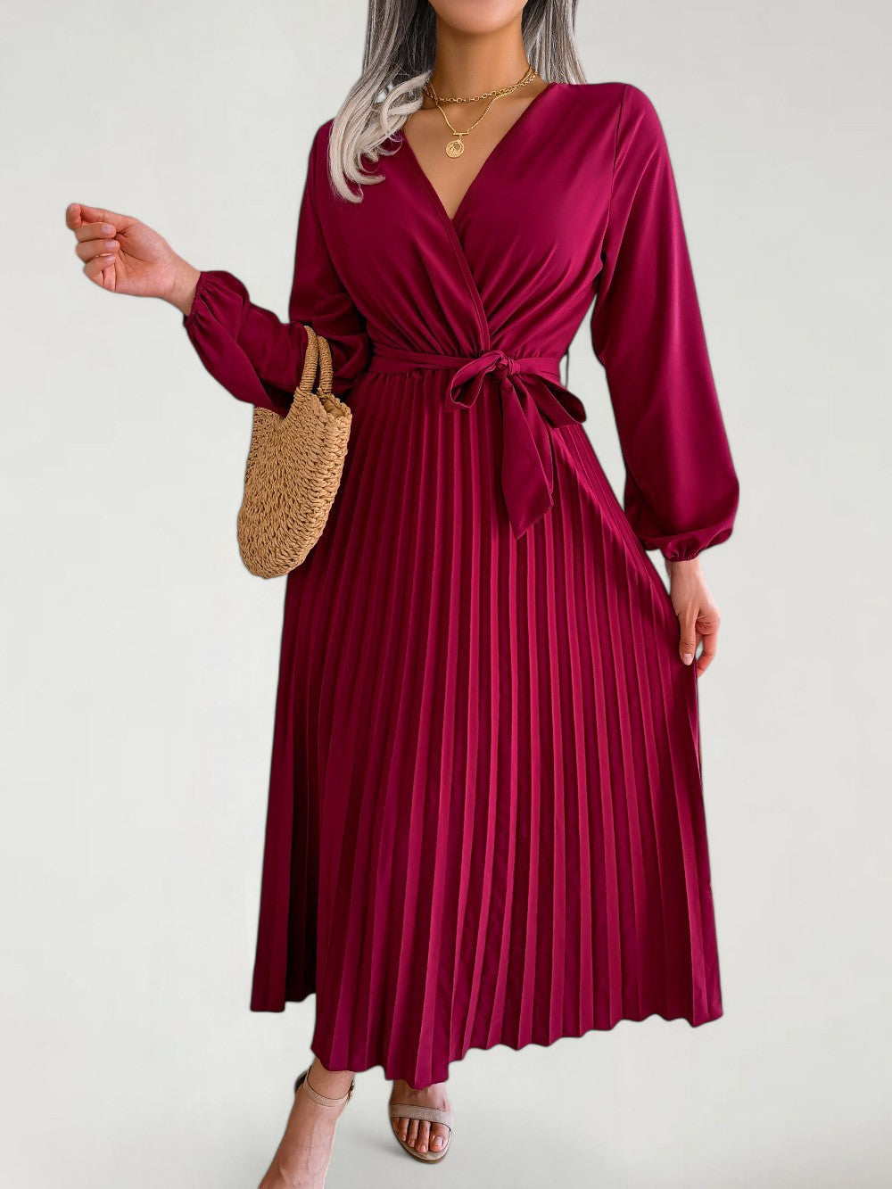 MAVRA — Pleated Maxi Dress with Feminine Drape and Movement