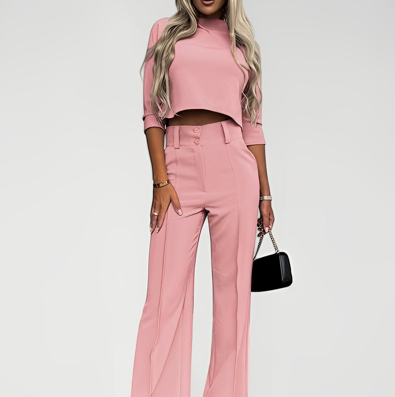 VANOR — Women's Crop Top and Wide-Leg Pants Set with Sharp Detail