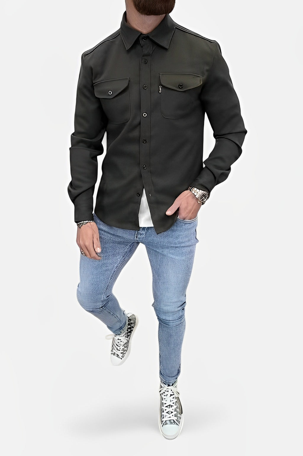 KAIAN — Slim Fit Utility Shirt with Dual Chest Pockets