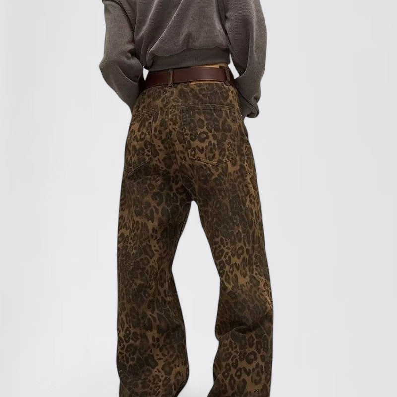 KAIOS — Women's Leopard Wide-Leg Jeans in Vintage Fit