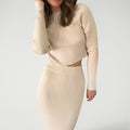 CELON — Women's Ribbed Knit Top and Midi Skirt Set