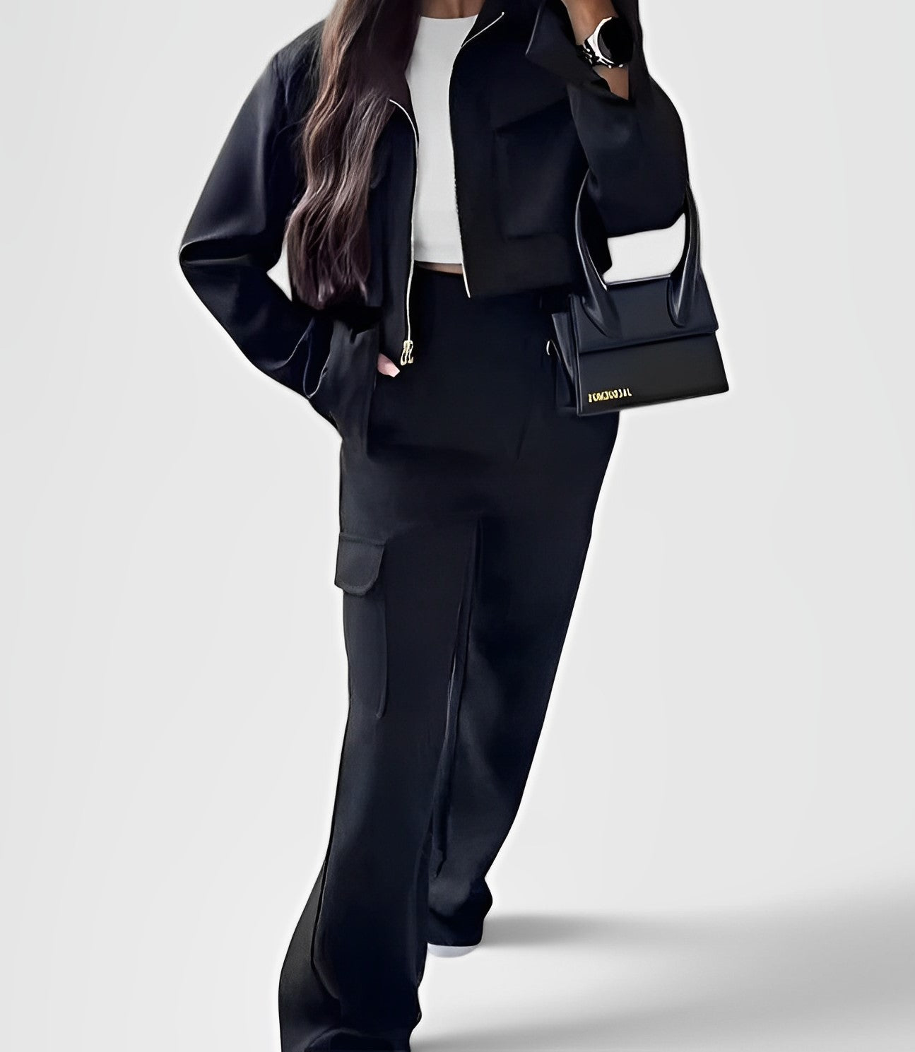 NOVOS — Women's Zip Crop Jacket and Cargo Pant Set