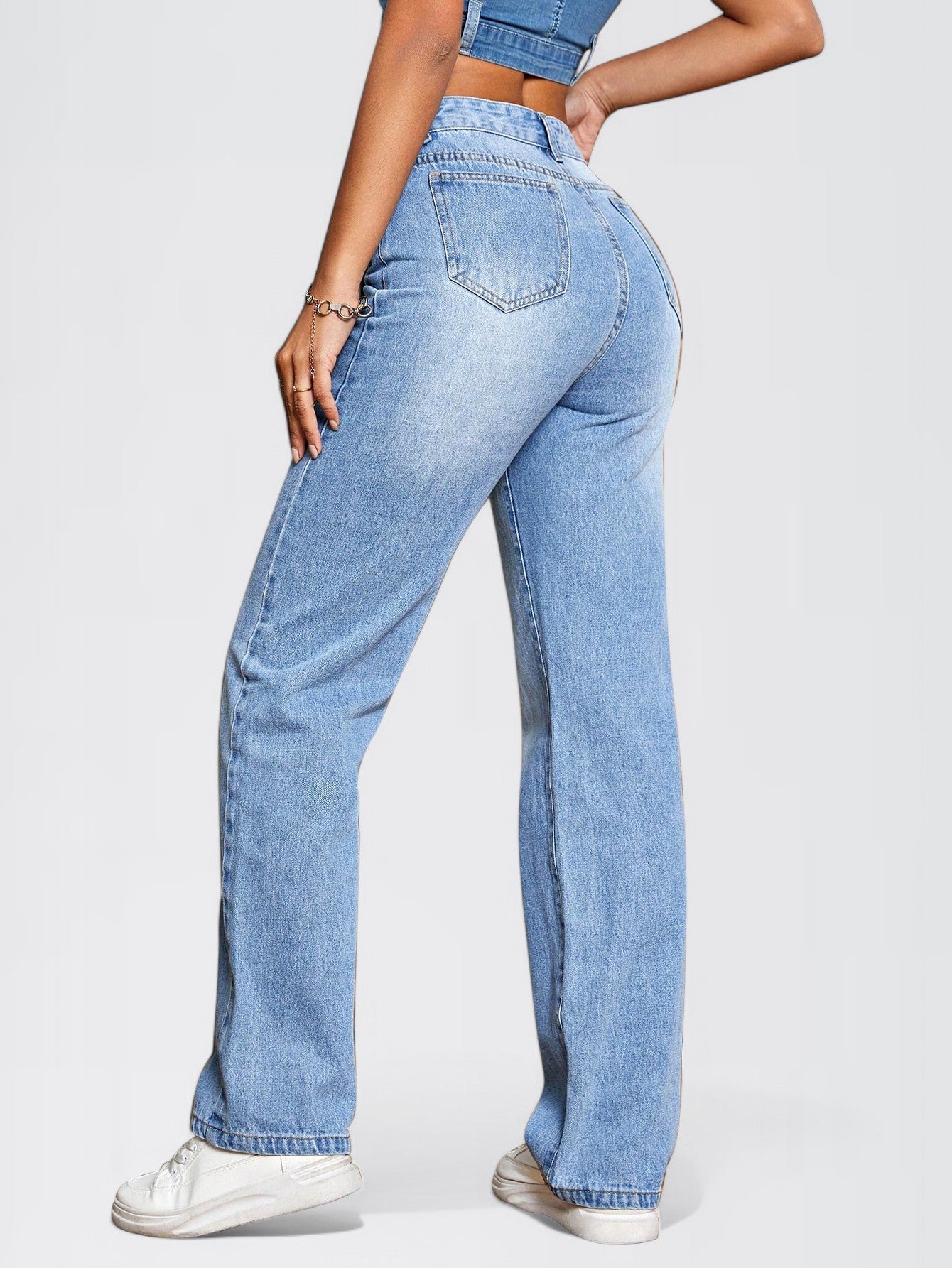 NOVOR — Women's High-Rise Wide-Leg Light Denim Jeans