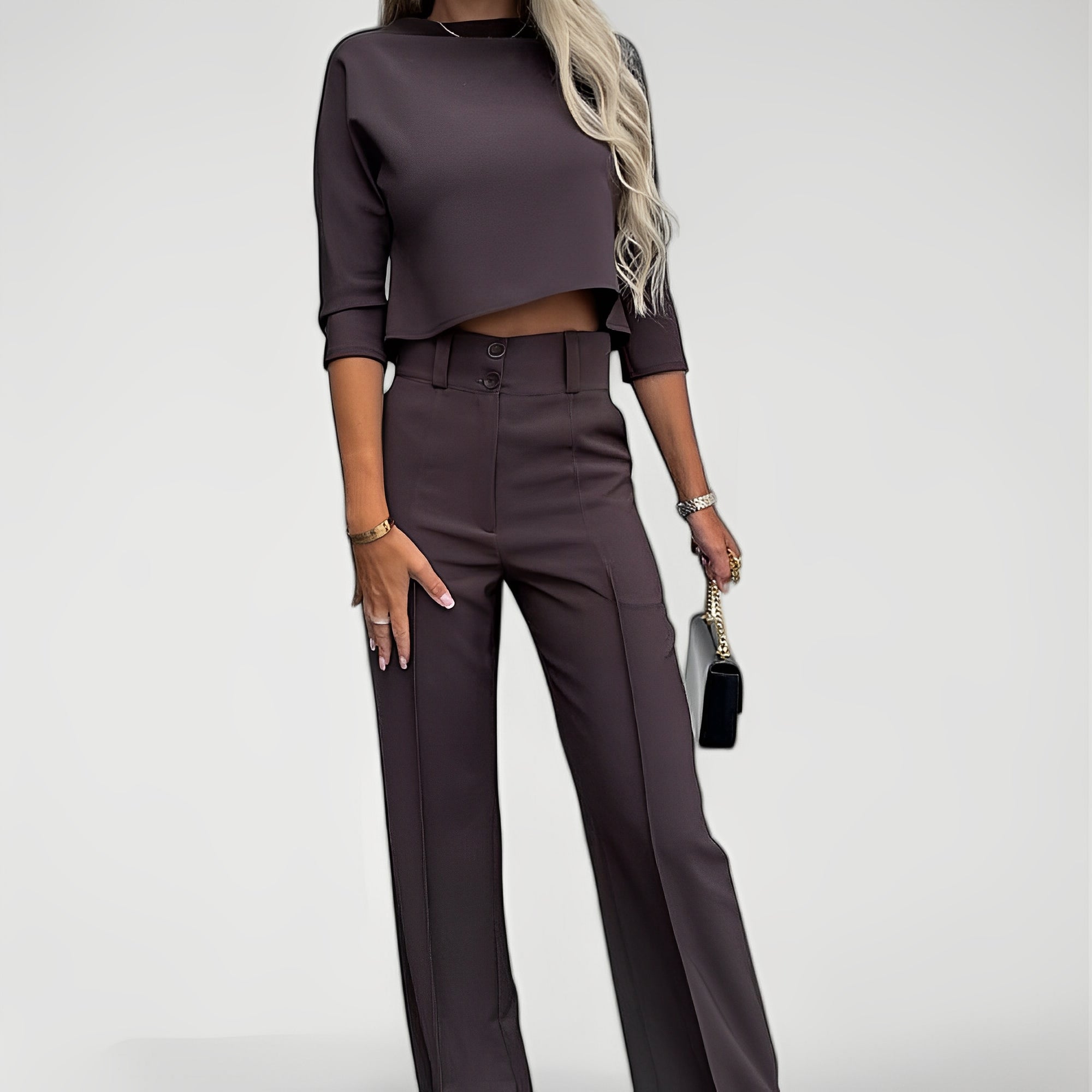 VANOR — Women's Crop Top and Wide-Leg Pants Set with Sharp Detail