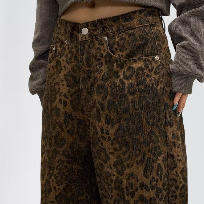 KAIOS — Women's Leopard Wide-Leg Jeans in Vintage Fit