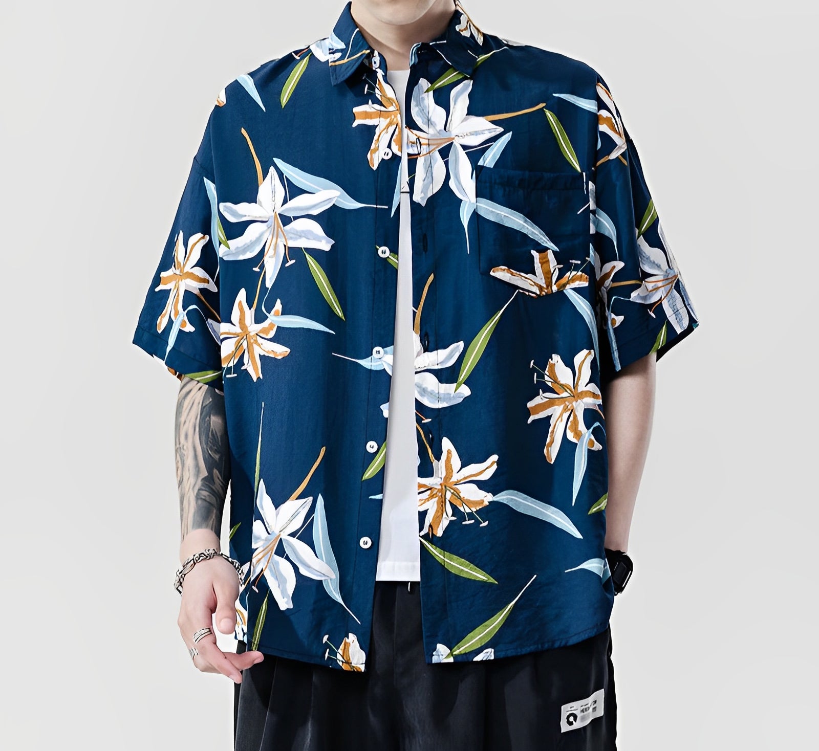 BRAVIA — Men's Retro Floral Vacation Button-Up Shirt