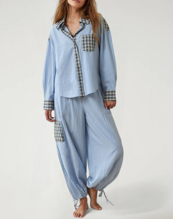 AERAN — Women's Vintage Stripe Pajama Set in Soft Relaxed Fit