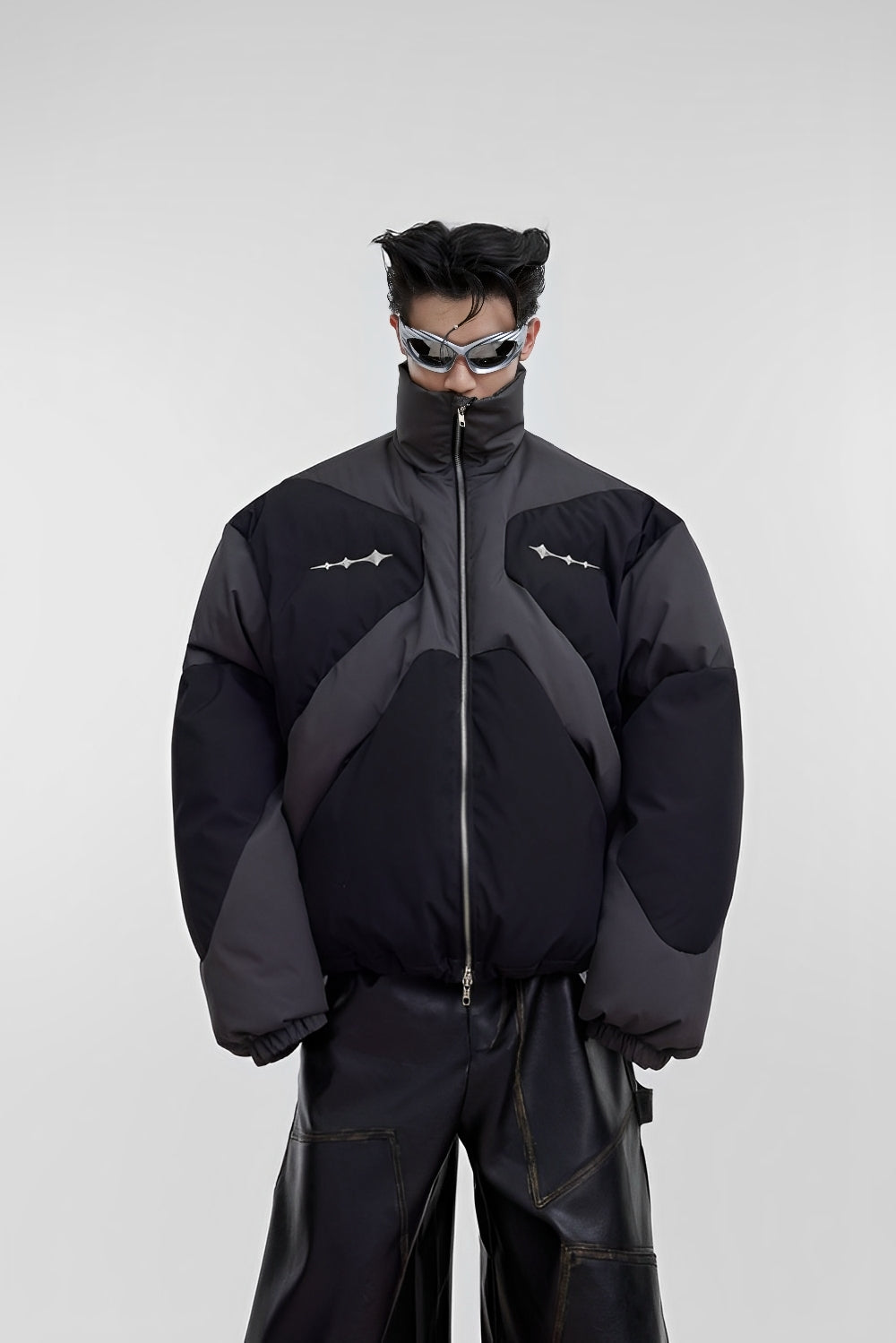 RYIA — Geometric High-Collar Puffer Jacket for Winter