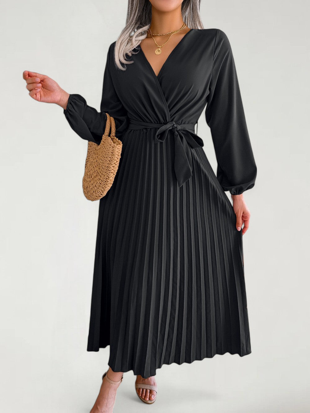 MAVRA — Pleated Maxi Dress with Feminine Drape and Movement