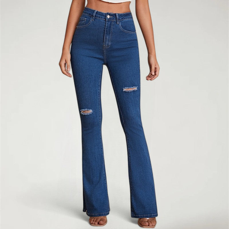 OROS — Women's High-Rise Wide-Leg Denim Jeans with Sharp Detail