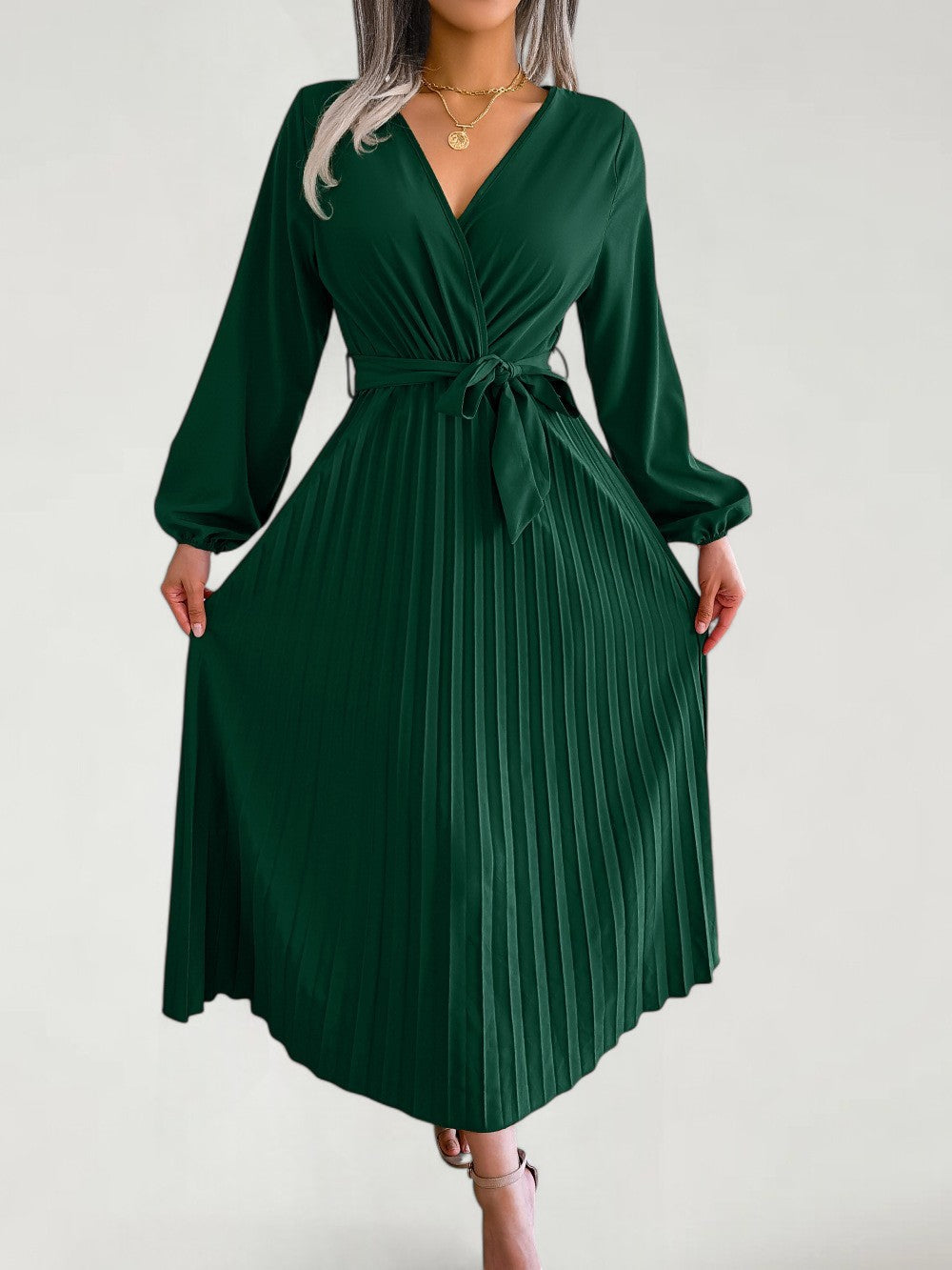 MAVRA — Pleated Maxi Dress with Feminine Drape and Movement
