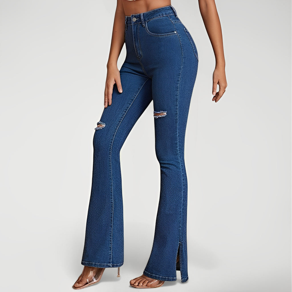 OROS — Women's High-Rise Wide-Leg Denim Jeans with Sharp Detail