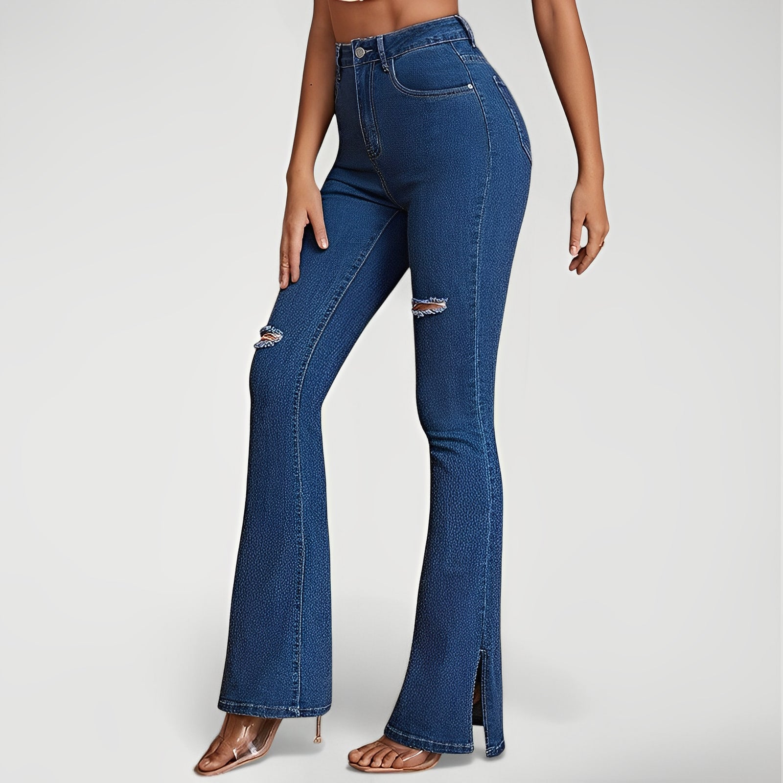 OROS — Women's High-Rise Wide-Leg Denim Jeans with Sharp Detail