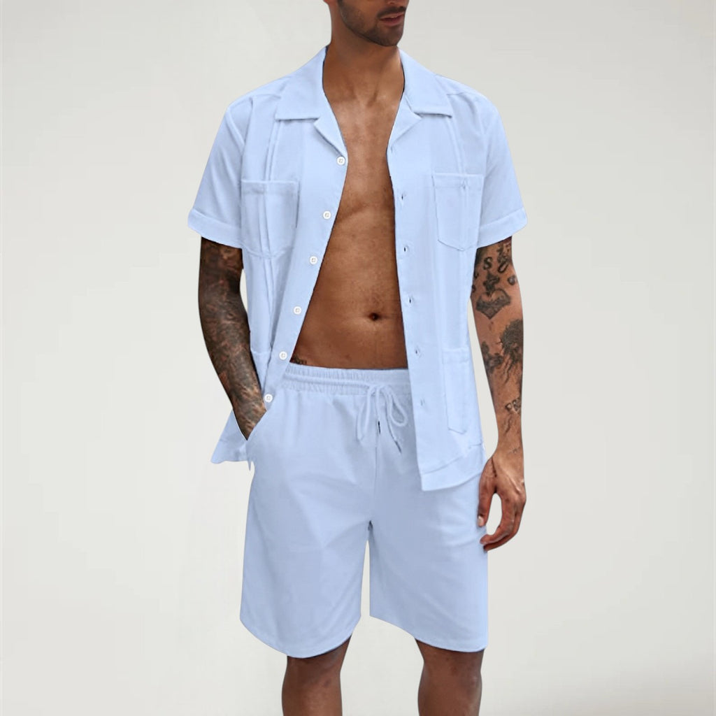 KYRORA — Men's Striped Shirt and Shorts Resort Set