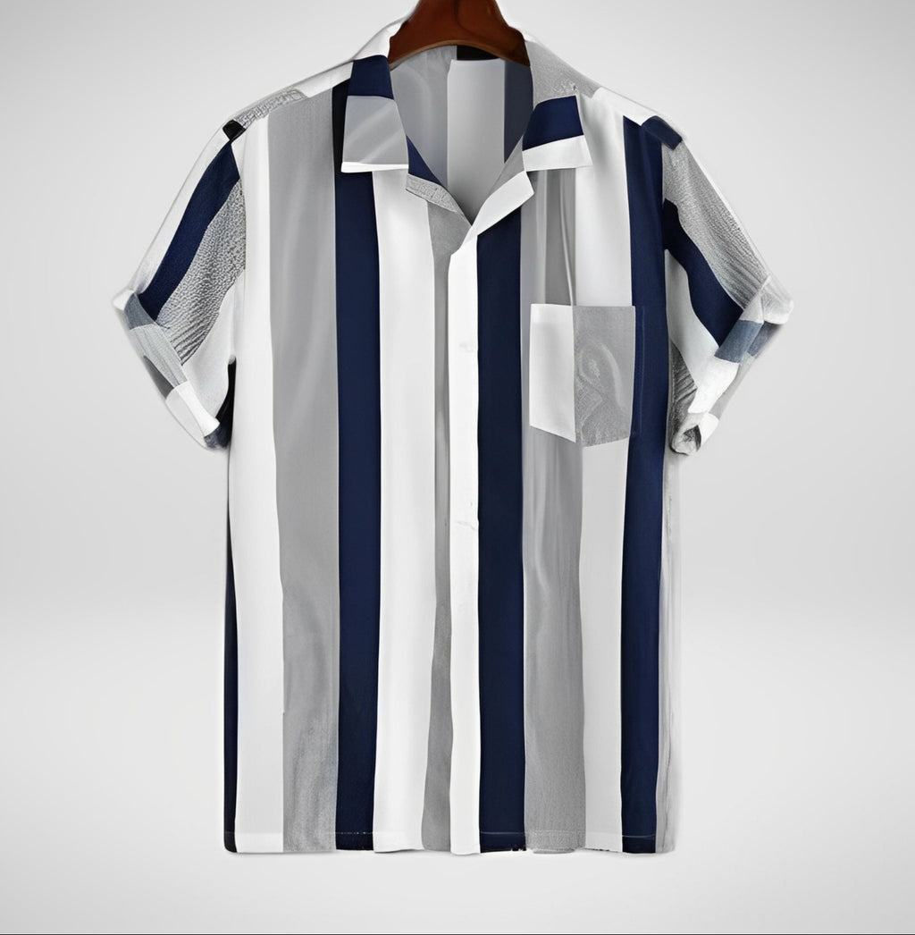 WESE — Men's Striped Button-Up Shirt with Clean Finish