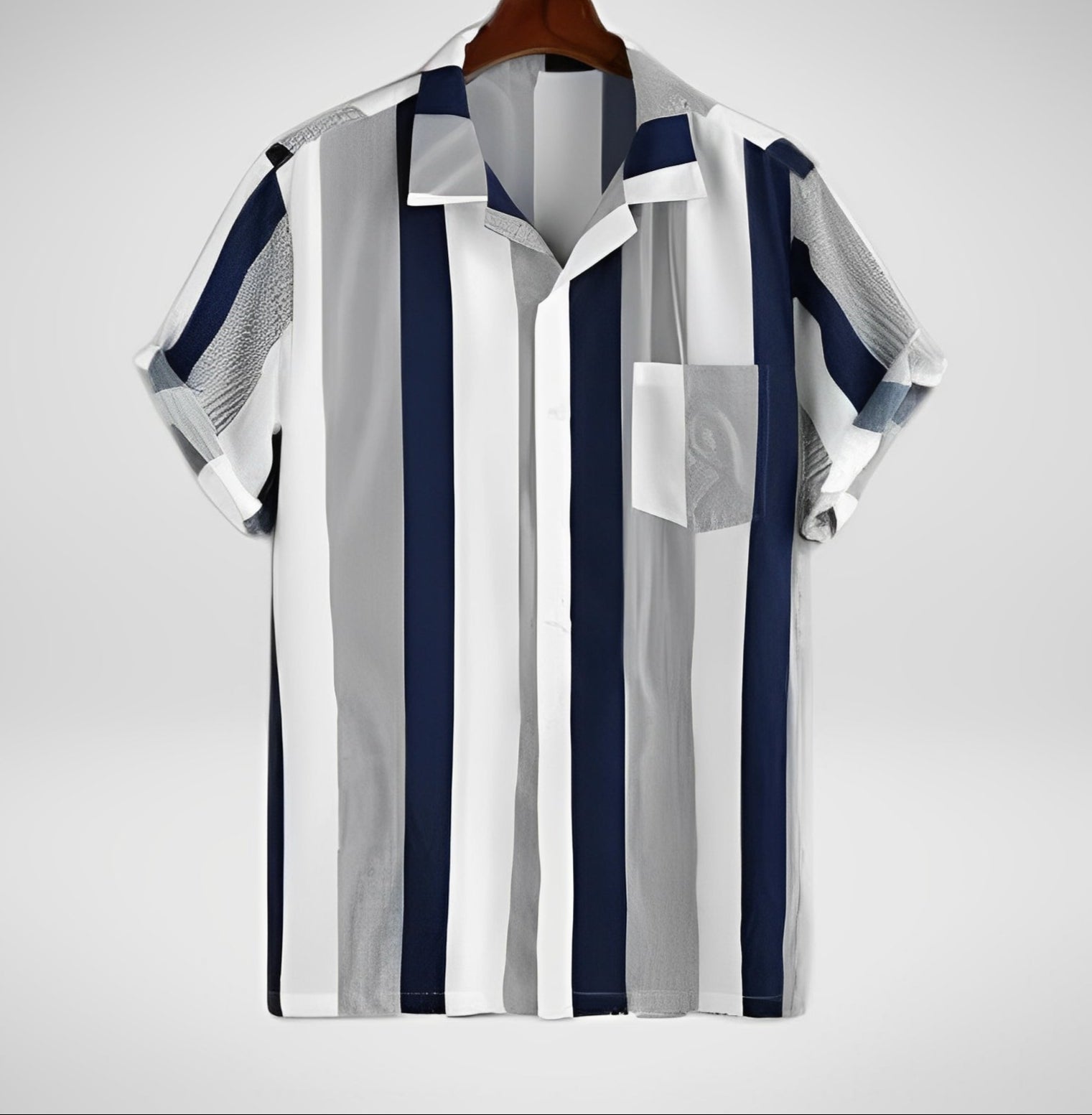 WESE — Men's Striped Button-Up Shirt with Clean Finish