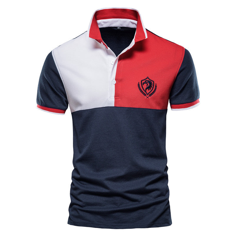 DRAIA — Men's Color Block Short Sleeve Polo Shirt with Sharp Detail