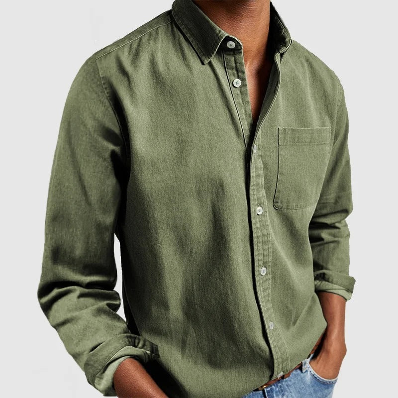 AXORA — Men's Button-Up Shirt with Clean Daily Finish