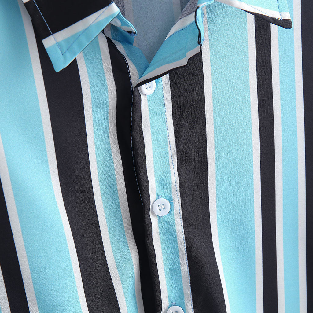 VYRIS — Men's Striped Button-Up Shirt with Clean Finish