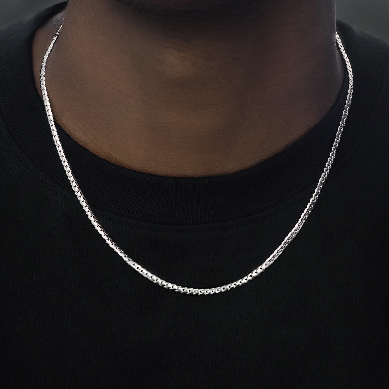 SOLON — White Gold Cuban Necklace in Solid 925 Silver