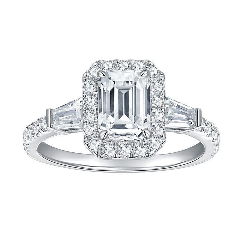 ZANORA — Emerald Cut Moissanite Ring in 925 Silver