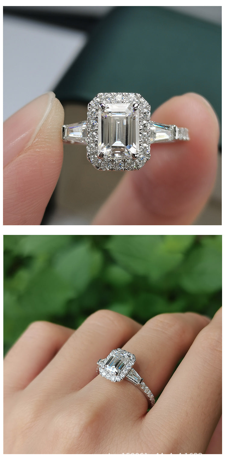 ZANORA — Emerald Cut Moissanite Ring in 925 Silver