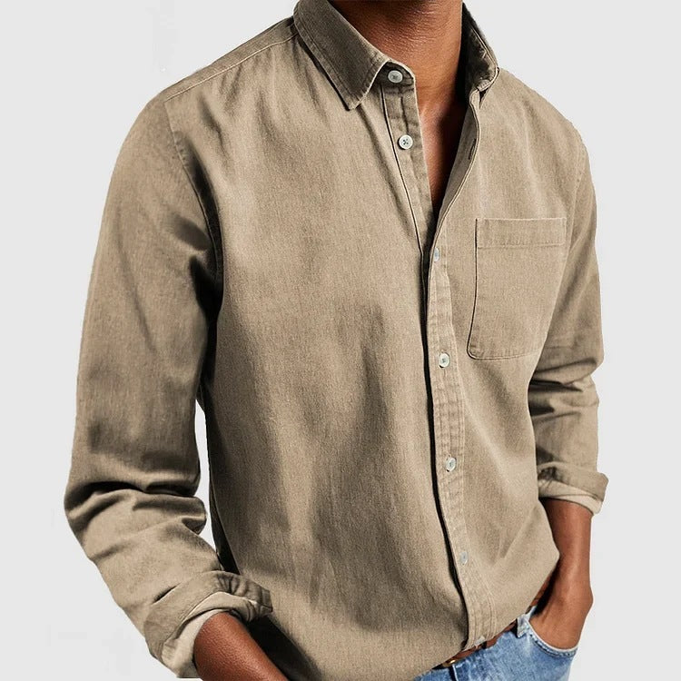 AXORA — Men's Button-Up Shirt with Clean Daily Finish
