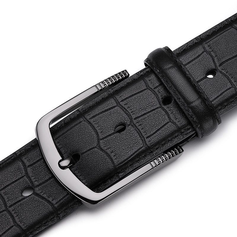 LYREL — Men's Croc-Embossed Leather Belt with Pin Buckle