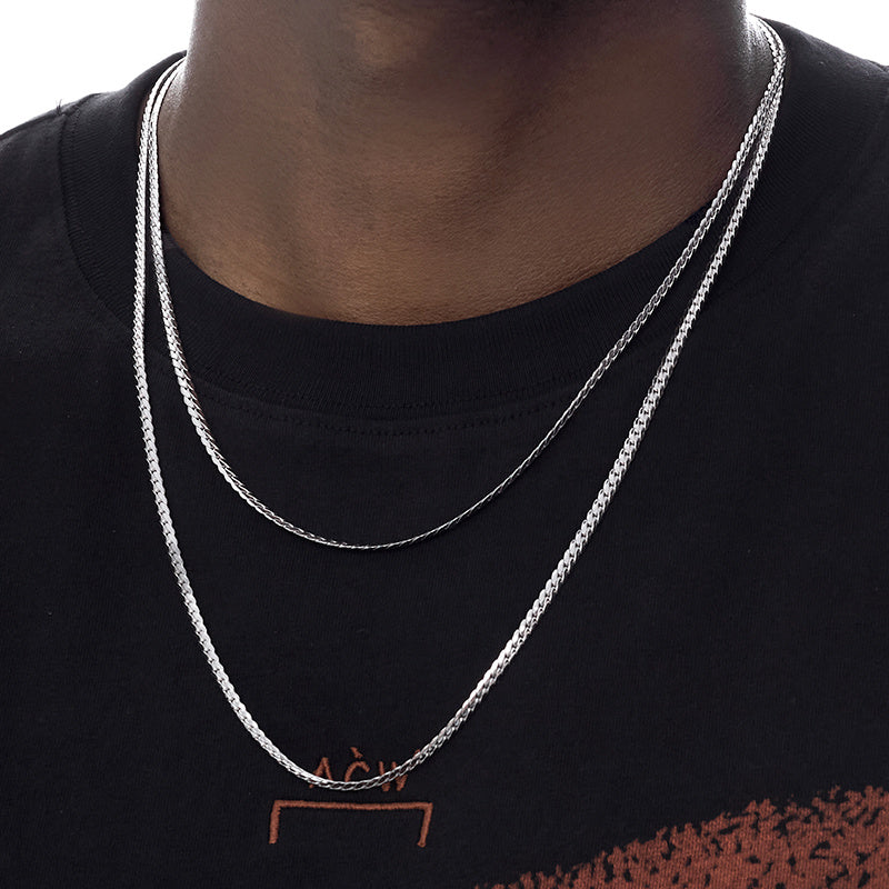 SOLON — White Gold Cuban Necklace in Solid 925 Silver