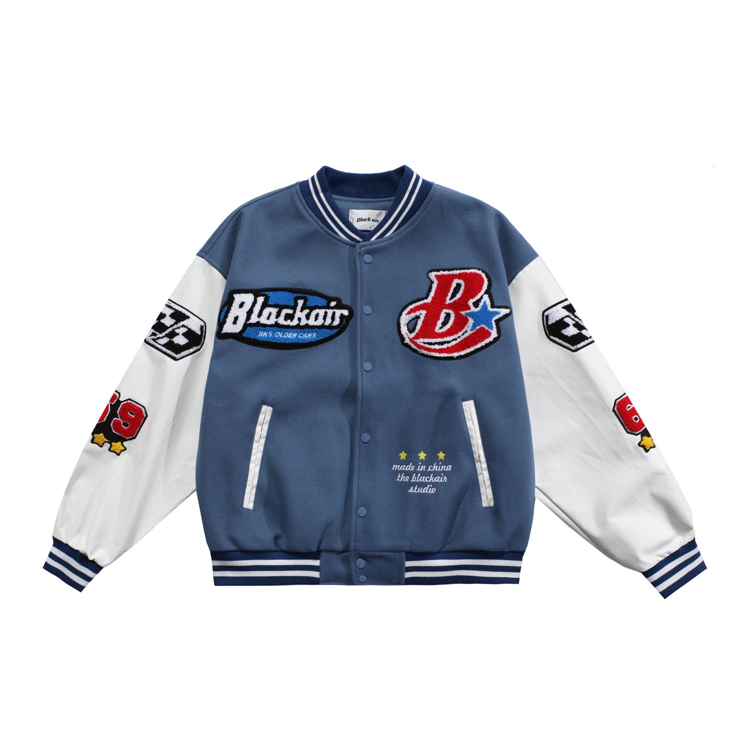 TORDEN — Embroidered Varsity Jacket with Ribbed Trim
