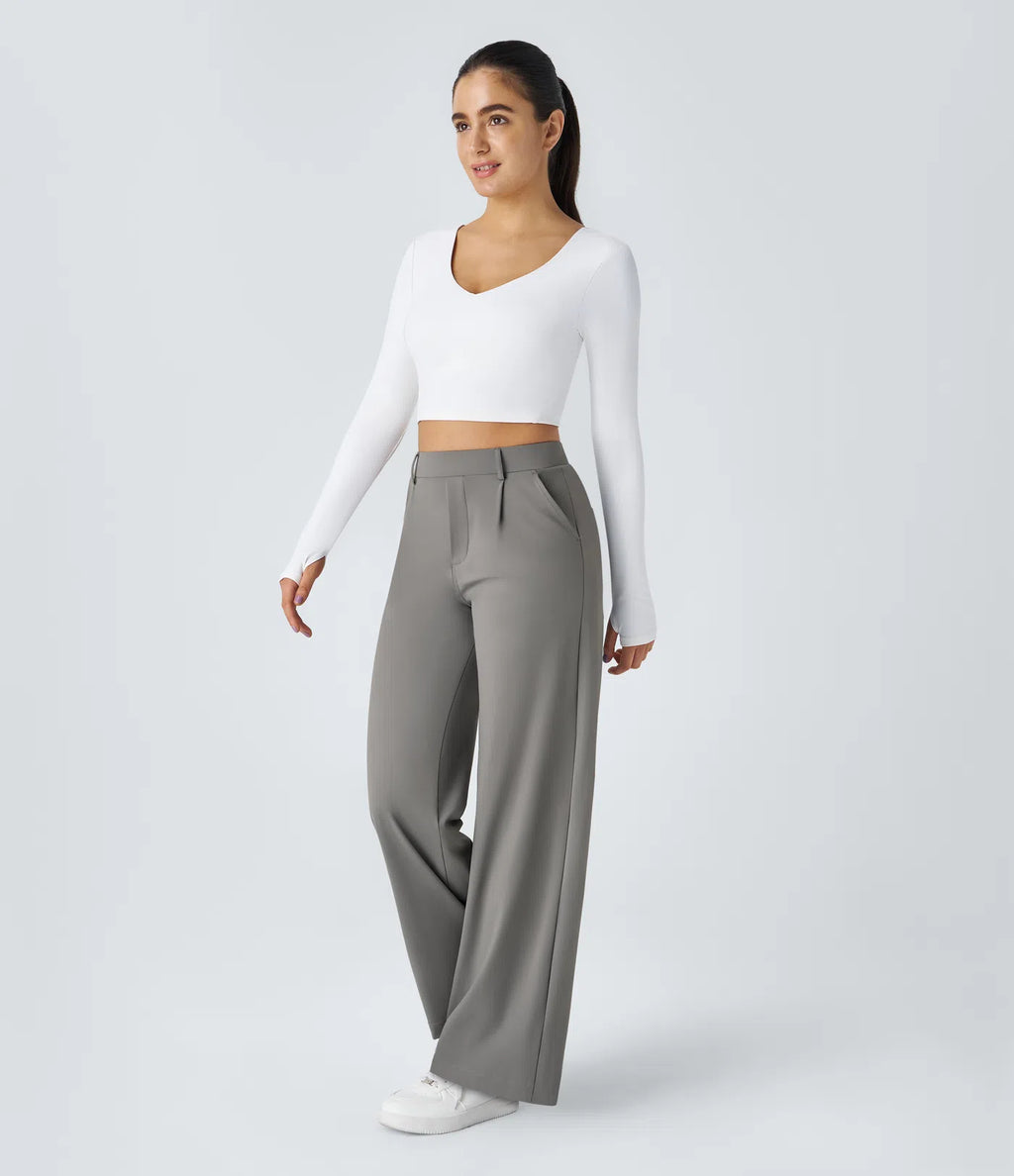 ELOR — Women's Wide-Leg Tailored Pants with Clean Drape