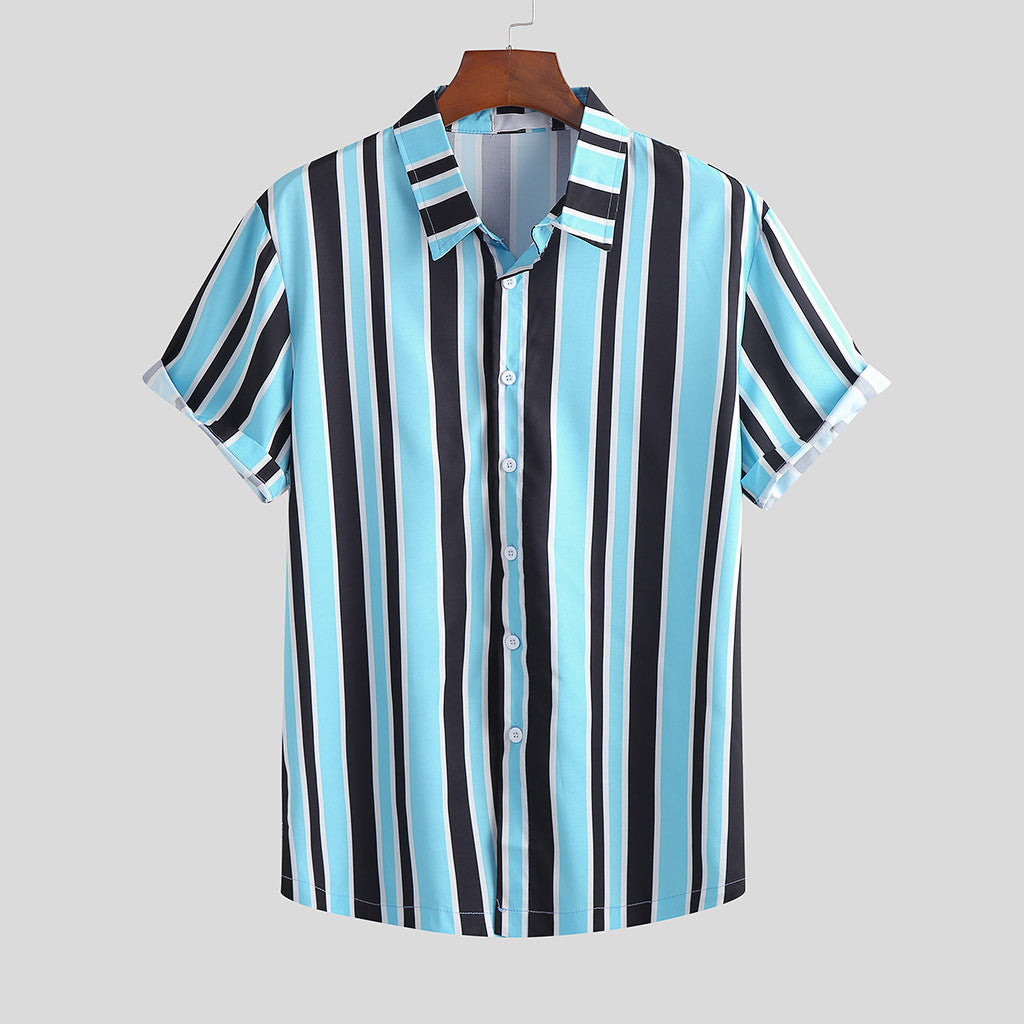 VYRIS — Men's Striped Button-Up Shirt with Clean Finish