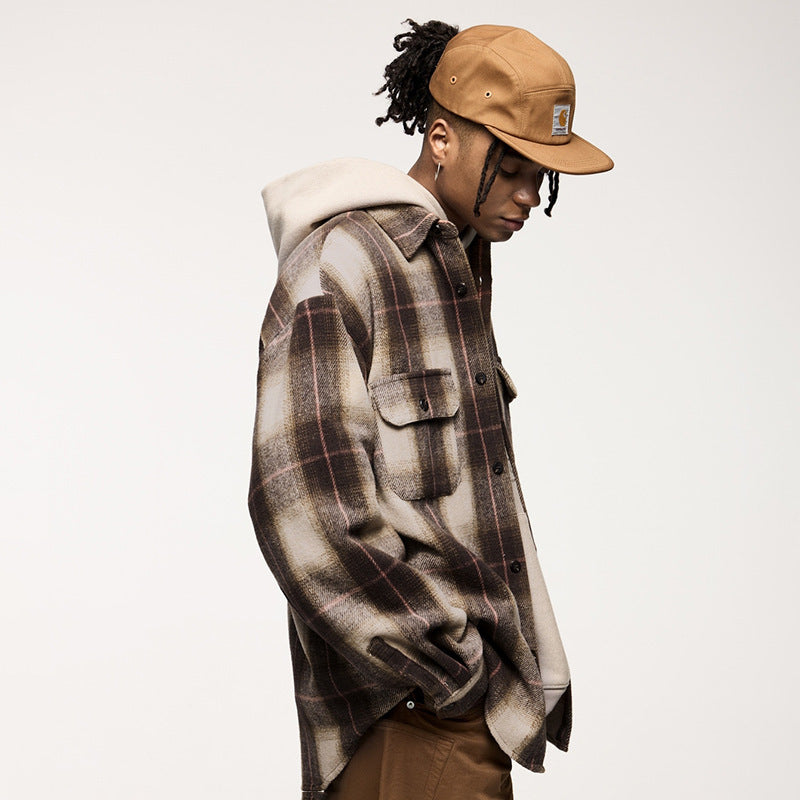 VEXIO — Retro Plaid Suede-Feel Overshirt Jacket for Men
