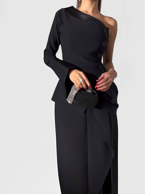 BRAVIO — Women's One-Shoulder Top and Irregular Skirt Set
