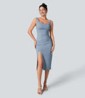 VANA — Square-Neck Midi Dress with Sculpted AURA Fit