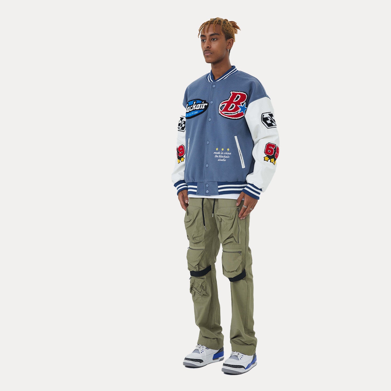 TORDEN — Embroidered Varsity Jacket with Ribbed Trim