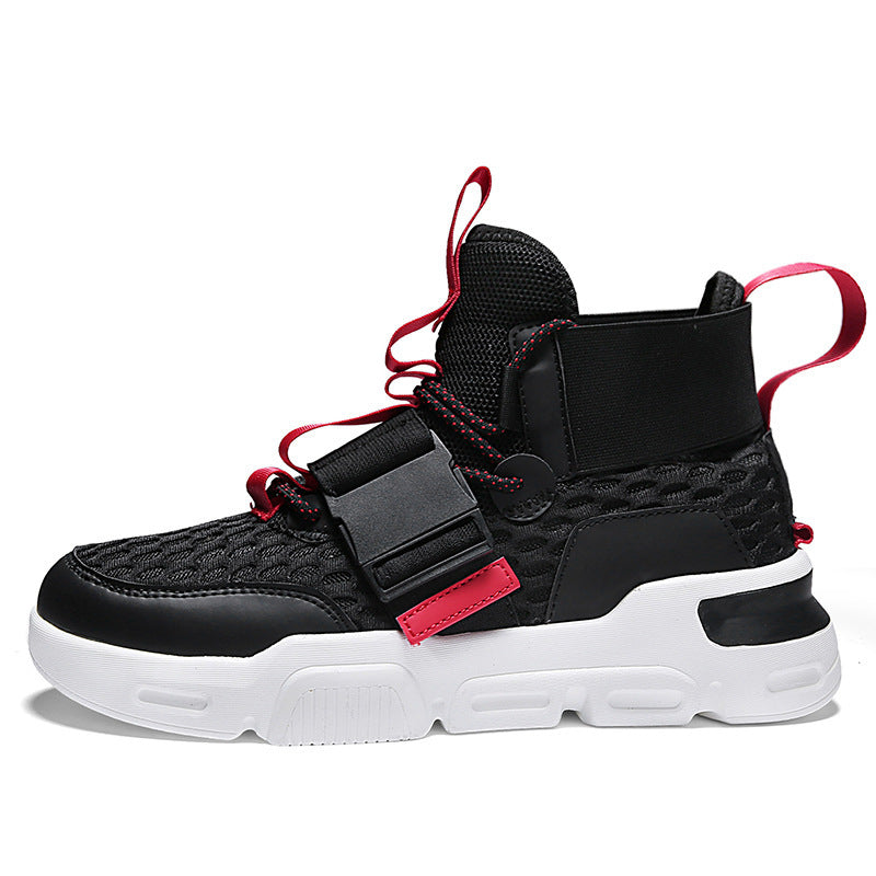 LUXOR — Men's High-Top Mesh Sneakers with Buckle Straps
